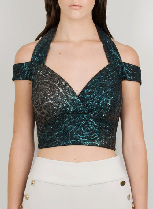MADOLA-THE-LABEL - ALANA CROP TOP. Luxurious fabric which hugs the body, attached cups. Designed in Australia.