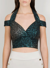 MADOLA-THE-LABEL - ALANA CROP TOP. Luxurious fabric which hugs the body, attached cups. Designed in Australia.