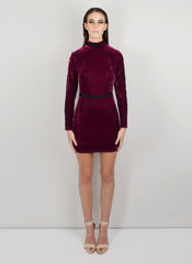 MADOLA-THE-LABEL. JOANA DRESS. Premium purple velvet fabric. Fully lined, Long Sleeve. Designed in Australia
