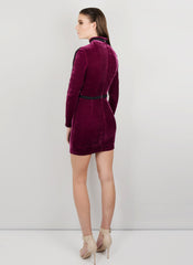 MADOLA-THE-LABEL. JOANA DRESS. Premium purple velvet fabric. Fully lined, Long Sleeve. Designed in Australia