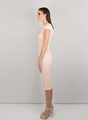 MADOLA-THE-LABEL. RAYSSA DRESS. Lattice trim detailing. Fully lined, below-the-knee hemline, split back. Designed in Australia