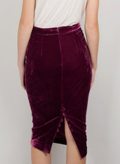 MADOLA-THE-LABEL - REBECA PENCIL SKIRT. Premium velvet fabric. Adjustable slit using buttons. Fully lined. Designed in Australia.